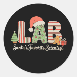 Pegatina Redonda Laboratorio de Navidades Científicos Favoritos de 