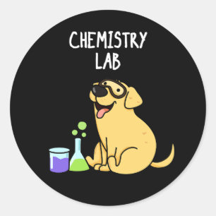 Pegatina Redonda Laboratorio de Química Funny Labrador Perro Pun Da