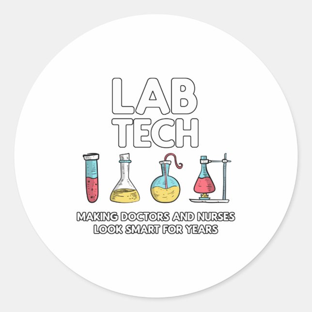 Pegatina Redonda Laboratorio técnico de laboratorio (Anverso)