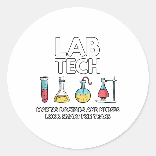 Pegatina Redonda Laboratorio técnico de laboratorio (Anverso)
