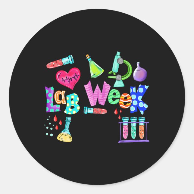 Pegatina Redonda Laboratory Tech Medical Technician S. (Anverso)