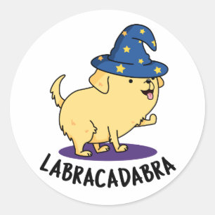 Pegatina Redonda Labra-cadabra Graciosa Labrador Perro Pun