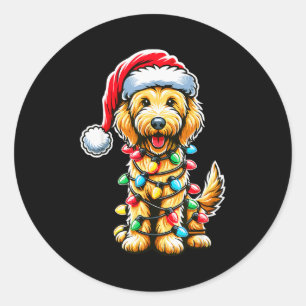 Pegatina Redonda Labradoodle australiano árbol de Navidad Xmas Sant