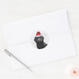 Pegatina Redonda Labradoodle festivo con Navidades de arte Word Woo