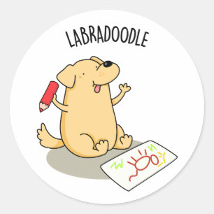 Pegatina Redonda Labradoodle Funny Labrador Perro Pun