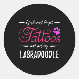 Pegatina Redonda Labradoodle Perro Lover Tattoo Funny Perro Mamá Re