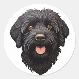 Pegatina Redonda Labradoodle Perro Negro
