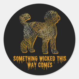 Pegatina Redonda Labradoodle Perro Silhouette Fun Halloween