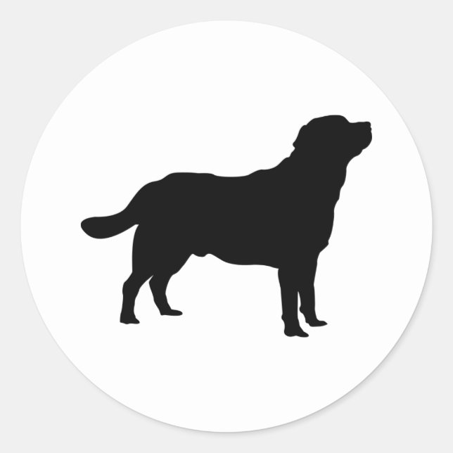 Pegatina Redonda Labrador Black Standing Lab Silhouette (Anverso)