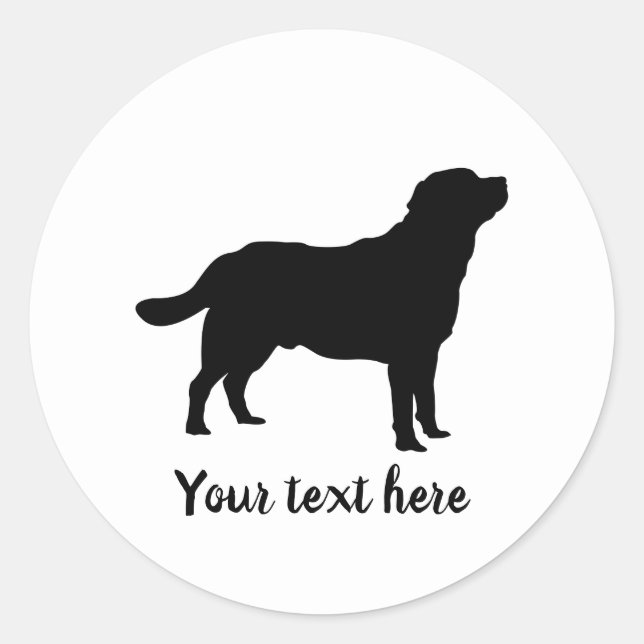 Pegatina Redonda Labrador Black Standing Lab Silhouette (Anverso)