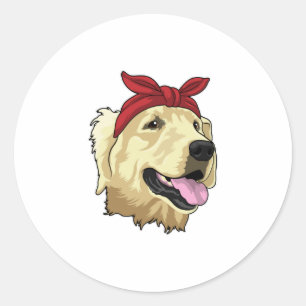 Pegatina Redonda Labrador con Bandana