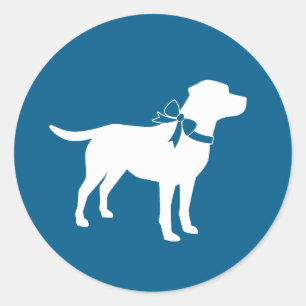 Pegatina Redonda Labrador Dog Baby Shower Blue Boy Lab