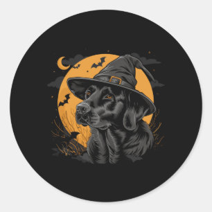 Pegatina Redonda Labrador Halloween Divertido Perro Negro Lindo Lab
