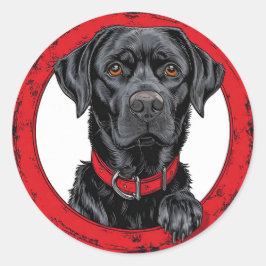 Pegatina Redonda Labrador negro divertido