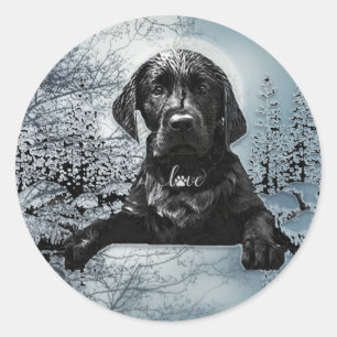 Pegatina Redonda Labrador negro recuperador perrito T-Shirt Pil