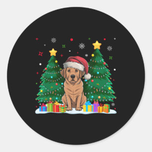 Pegatina Redonda Labrador Perro ama a Santa Hat Feo Navidades sudor