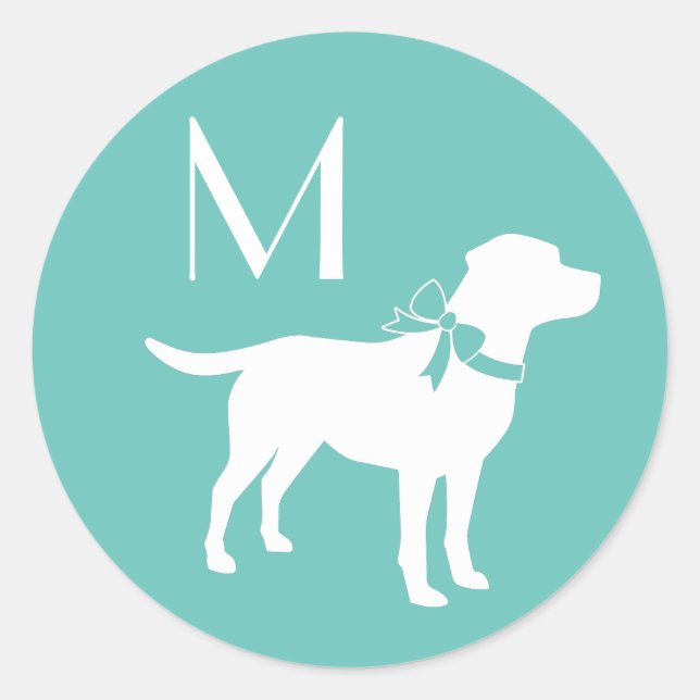 Pegatina Redonda Labrador Perro Black Lab Puppy (Anverso)