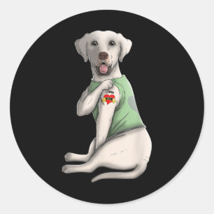 Pegatina Redonda Labrador Recuperador Amo A Mamá Tattoo Perro graci