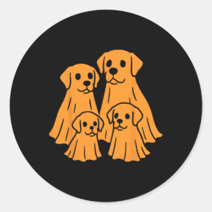 Pegatina Redonda Labrador recuperador Halloween Ghost Family Funny 