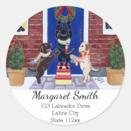 Pegatina Redonda Labrador Recuperador Navidades Diversión Dirección