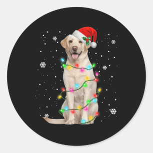 Pegatina Redonda Labrador Recuperador Perros Árboles Navidades Swea