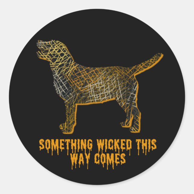 Pegatina Redonda Labrador recuperar perro Silhouette Fun Halloween (Anverso)