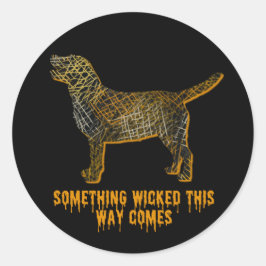 Pegatina Redonda Labrador recuperar perro Silhouette Fun Halloween