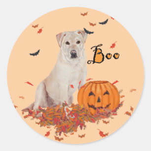 Pegatina Redonda Labrador Retriever Amarillo de Halloween