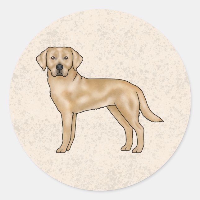 Pegatina Redonda Labrador Retriever Amarillo Perro Lab Cute Beige (Anverso)