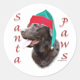 Pegatina Redonda Labrador Retriever (choc) Santa Paws