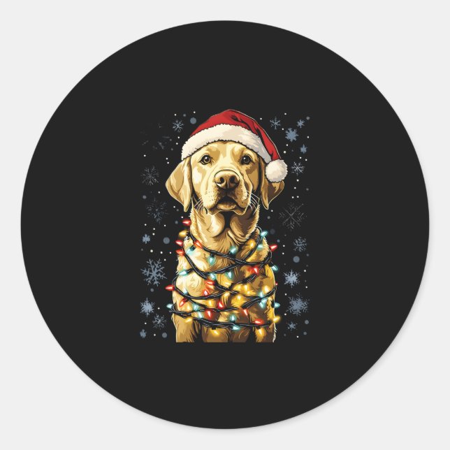Pegatina Redonda Labrador Retriever Dogs Tree Christmas Sweater Xma (Anverso)