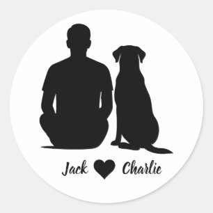 Pegatina Redonda Labrador Retriever Personalizado Perro Y Dueño Hom