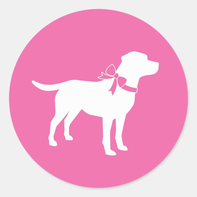 Pegatina Redonda Labrador Theme Dog Baby Shower Pink Lab (Anverso)