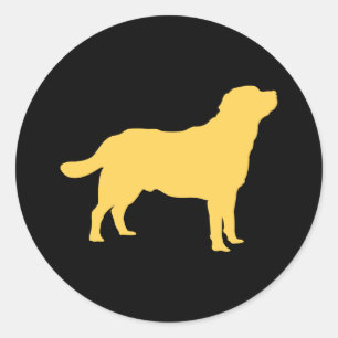 Pegatina Redonda Labrador Yellow Standing Lab Silhouette