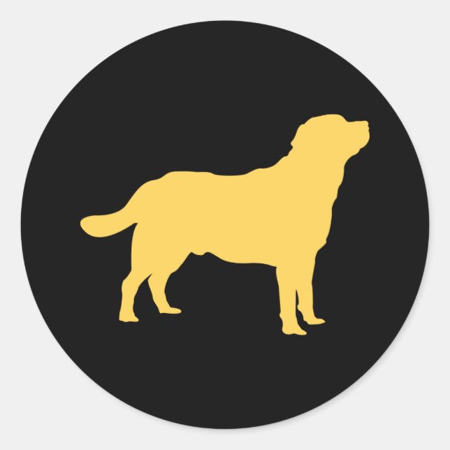 Pegatina Redonda Labrador Yellow Standing Lab Silhouette (Anverso)