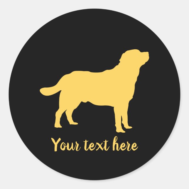 Pegatina Redonda Labrador Yellow Standing Lab Silhouette y Textos (Anverso)