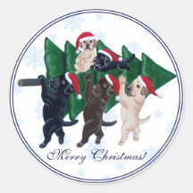 Labradores de árboles de Navidad en copo de nieve