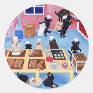 Pegatina Redonda Labradors Bakery