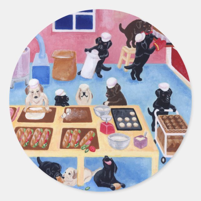 Pegatina Redonda Labradors Bakery (Anverso)