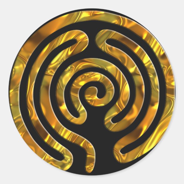Pegatina Redonda Labyrinth GOLD | negro (Anverso)