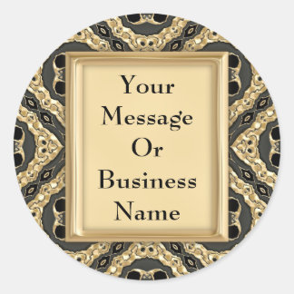 Pegatina Redonda Lace Grabado en relieve dorada