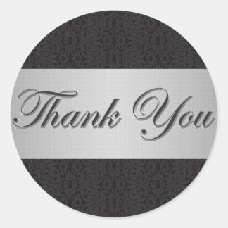 Pegatina Redonda Lace negro y plata gracias Pegatina/sello