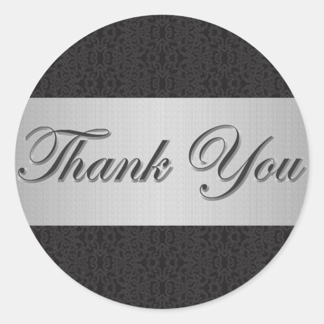 Pegatina Redonda Lace negro y plata gracias Pegatina/sello (Anverso)