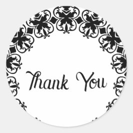 Pegatina Redonda Lacey blanco y negro gracias