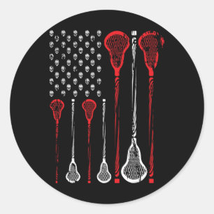 Pegatina Redonda Lacrosse American Flag Merch - Grandes Jugadores D