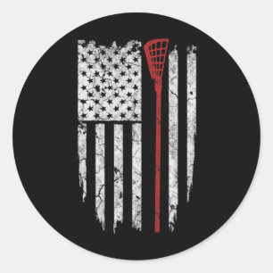 Pegatina Redonda Lacrosse Bandera Americana Hombres Regalos Camisas