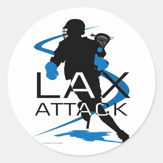 Pegatina Redonda Lacrosse Boys LAX Attack Blue (Anverso)