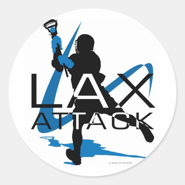 Pegatina Redonda Lacrosse Boys LAX Attack Blue (Anverso)