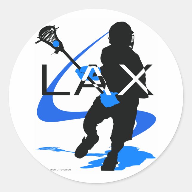 Pegatina Redonda Lacrosse Boys LAX Blue (Anverso)