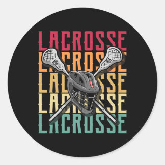 Pegatina Redonda Lacrosse Camisetas Mens Lacrosse Player Lax Stick